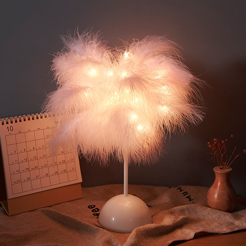 Feather Lamp Nordic Desk Lamp European-Style Bedroom Bedside Feather Table Lamp Night Light Table Lamp Decoration Modern