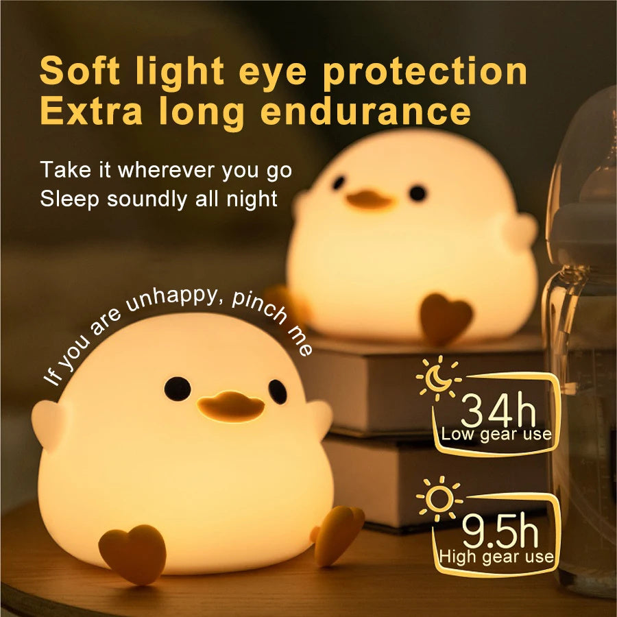 2.       Doudou Duck Silicone Alarm Lamp Ambience Light Bedroom Bedside Lamp Usb Charging With Sleeping Night Light