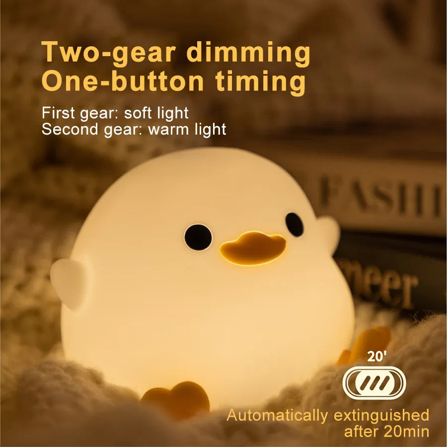 2.       Doudou Duck Silicone Alarm Lamp Ambience Light Bedroom Bedside Lamp Usb Charging With Sleeping Night Light