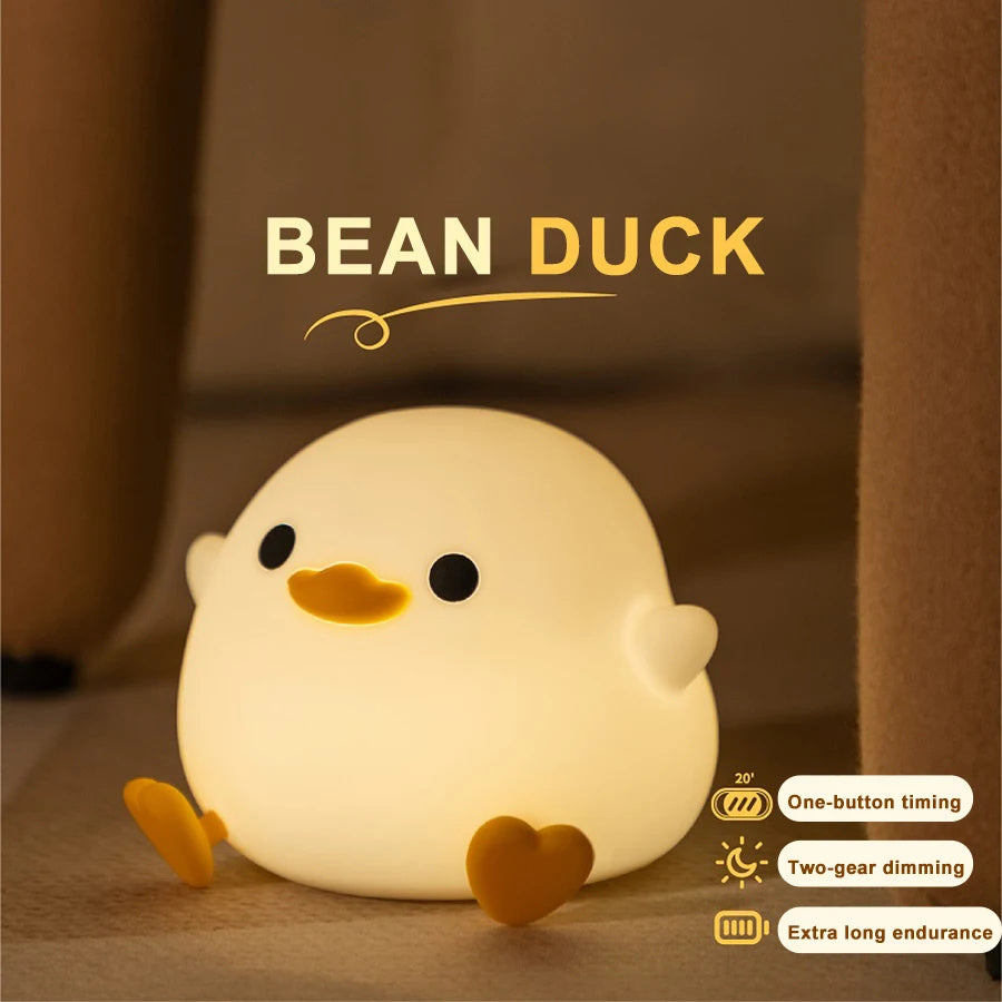 2.       Doudou Duck Silicone Alarm Lamp Ambience Light Bedroom Bedside Lamp Usb Charging With Sleeping Night Light